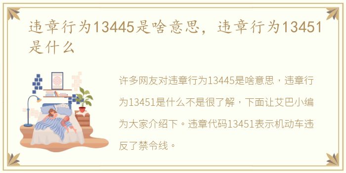 违章行为13445是啥意思，违章行为13451是什么