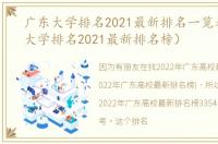 广东大学排名2021最新排名一览表（广东大学排名2021最新排名榜）