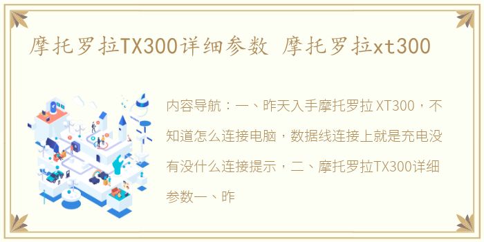 摩托罗拉TX300详细参数 摩托罗拉xt300