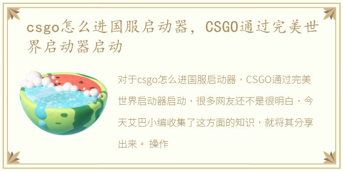 csgo怎么进国服启动器，CSGO通过完美世界启动器启动