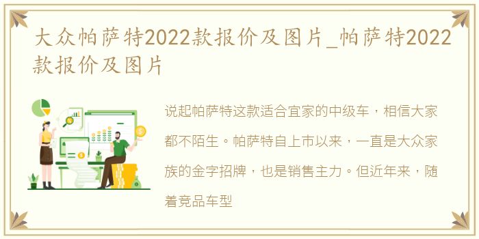 大众帕萨特2022款报价及图片_帕萨特2022款报价及图片