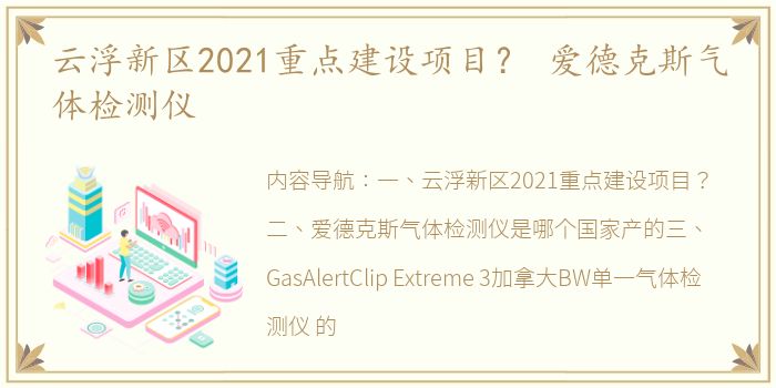 云浮新区2021重点建设项目？ 爱德克斯气体检测仪