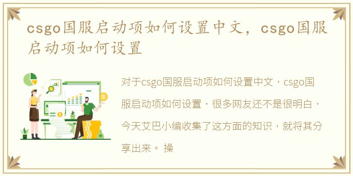 csgo国服启动项如何设置中文，csgo国服启动项如何设置