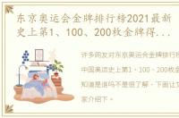 东京奥运会金牌排行榜2021最新 中国奥运史上第1、100、200枚金牌得主，你知道是谁吗