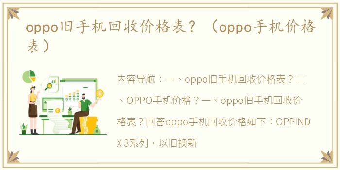 oppo旧手机回收价格表？（oppo手机价格表）