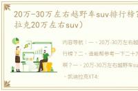 20万-30万左右越野车suv排行榜？（凯迪拉克20万左右suv）