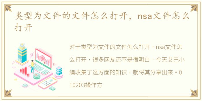 类型为文件的文件怎么打开，nsa文件怎么打开