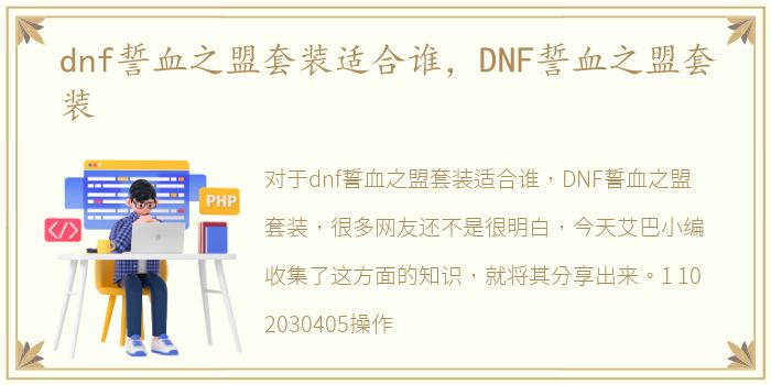 dnf誓血之盟套装适合谁，DNF誓血之盟套装