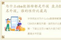 为什么cba数据榜都是外援 盘点CBA四大著名外援，谁的性价比最高