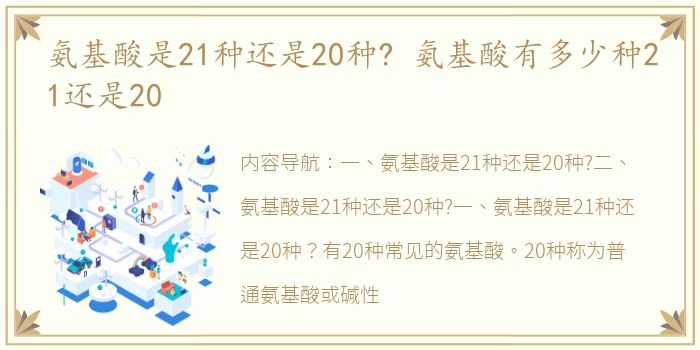 氨基酸是21种还是20种? 氨基酸有多少种21还是20