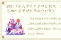 2021江苏高考本科录取分数线一览表（江苏2021高考理科录取分数线）