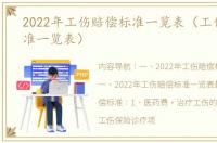 2022年工伤赔偿标准一览表（工伤赔偿标准一览表）