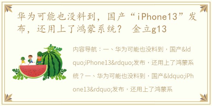 华为可能也没料到，国产“iPhone13”发布，还用上了鸿蒙系统？ 金立g13