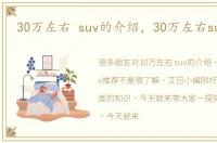 30万左右 suv的介绍，30万左右suv推荐