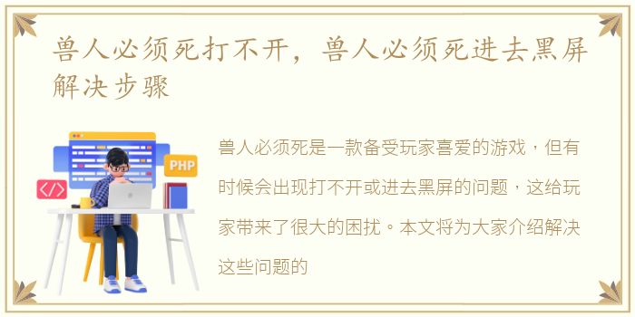 兽人必须死打不开，兽人必须死进去黑屏解决步骤