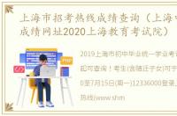 上海市招考热线成绩查询（上海中考查询成绩网址2020上海教育考试院）