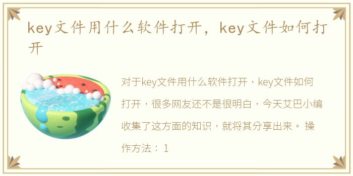 key文件用什么软件打开，key文件如何打开