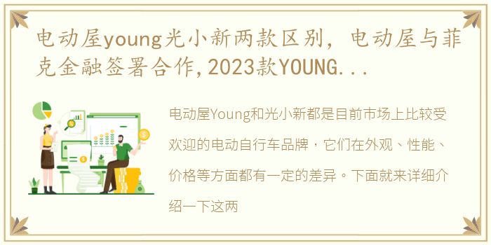 电动屋young光小新两款区别，电动屋与菲克金融签署合作,2023款YOUNG光小新即将上市