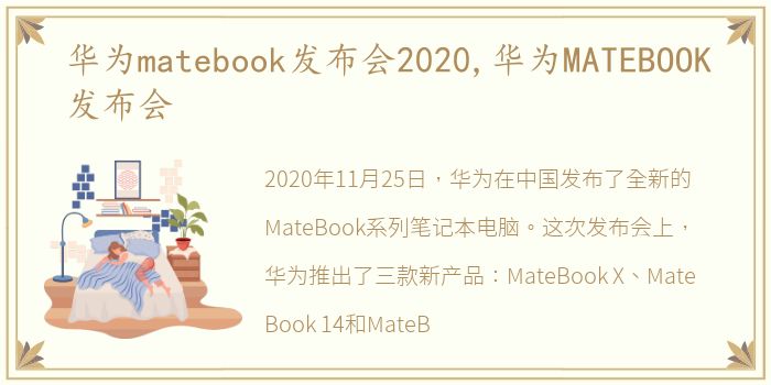 华为matebook发布会2020,华为MATEBOOK发布会