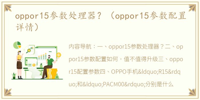 oppor15参数处理器？（oppor15参数配置详情）