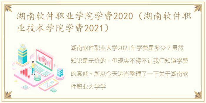 湖南软件职业学院学费2020（湖南软件职业技术学院学费2021）