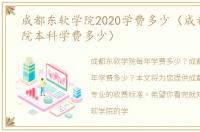 成都东软学院2020学费多少（成都东软学院本科学费多少）