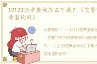 12123违章查询怎么下载？（交警123123违章查询网）