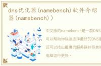 dns优化器(namebench)软件介绍（dns优化器(namebench)）