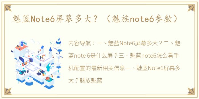 魅蓝Note6屏幕多大？（魅族note6参数）