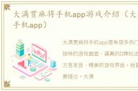 大满贯麻将手机app游戏介紹（大满贯麻将手机app）