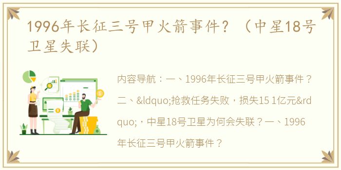 1996年长征三号甲火箭事件？（中星18号卫星失联）