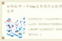 如何打开一个tmp文件用什么软件打开tmp文件