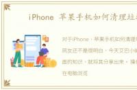 iPhone 苹果手机如何清理垃圾