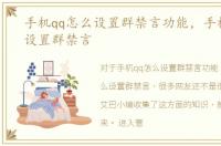 手机qq怎么设置群禁言功能，手机QQ怎么设置群禁言