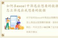 如何在excel中筛选出想要的数据，excel怎么筛选出我想要的数据