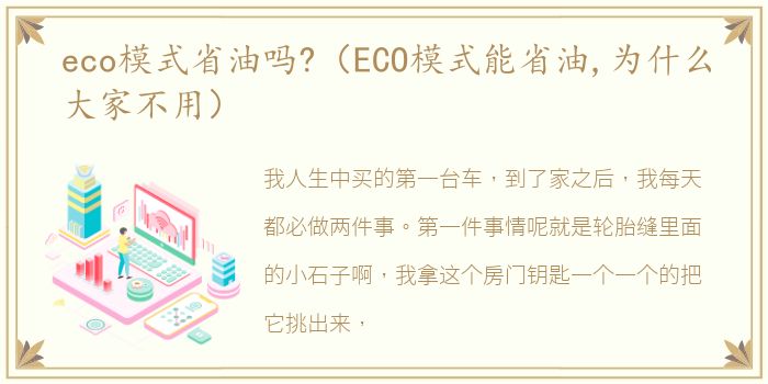 eco模式省油吗?（ECO模式能省油,为什么大家不用）