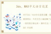 3ds，MAX中文语言设置