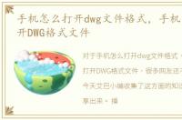 手机怎么打开dwg文件格式，手机中如何打开DWG格式文件