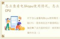 怎么查看电脑cpu使用情况，怎么查看电脑CPU