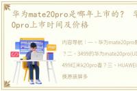 华为mate20pro是哪年上市的？ 华为mate20pro上市时间及价格