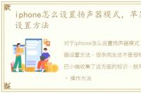 iphone怎么设置扬声器模式，苹果扬声器设置方法