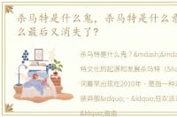 杀马特是什么鬼，杀马特是什么意思?为什么最后又消失了?