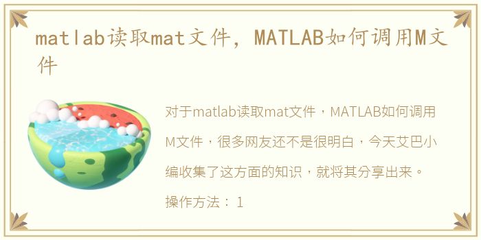 matlab读取mat文件，MATLAB如何调用M文件