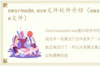 owsrmadm.exe文件软件介绍（owsrmadm.exe文件）