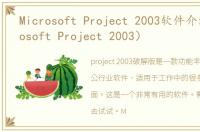 Microsoft Project 2003软件介绍（Microsoft Project 2003）