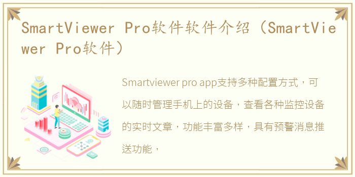 SmartViewer Pro软件软件介绍（SmartViewer Pro软件）