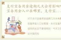 支付宝备用金逾期几天会有影响吗，支付宝备用金入口在哪里，支付宝备用金在哪里