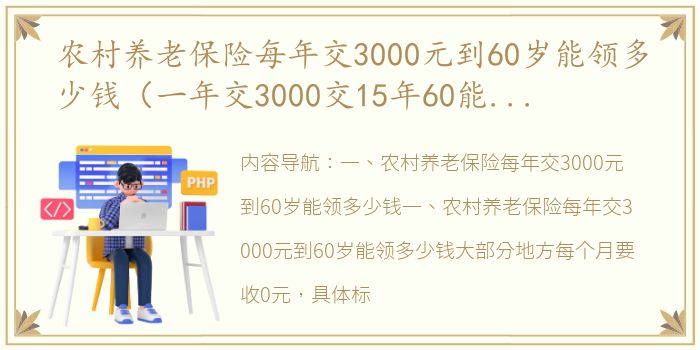 农村养老保险每年交3000元到60岁能领多少钱（一年交3000交15年60能领多少钱）