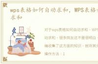 wps表格如何自动求和，WPS表格如何自动求和