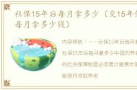 社保15年后每月拿多少（交15年保险最低每月拿多少钱）